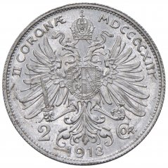 Stříbrná mince 2 korona Františka Josefa I. | Rakouská ražba | 1913