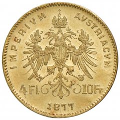 Zlatá mince 4 Zlatník Františka Josefa I. | Rakouská ražba | 1878