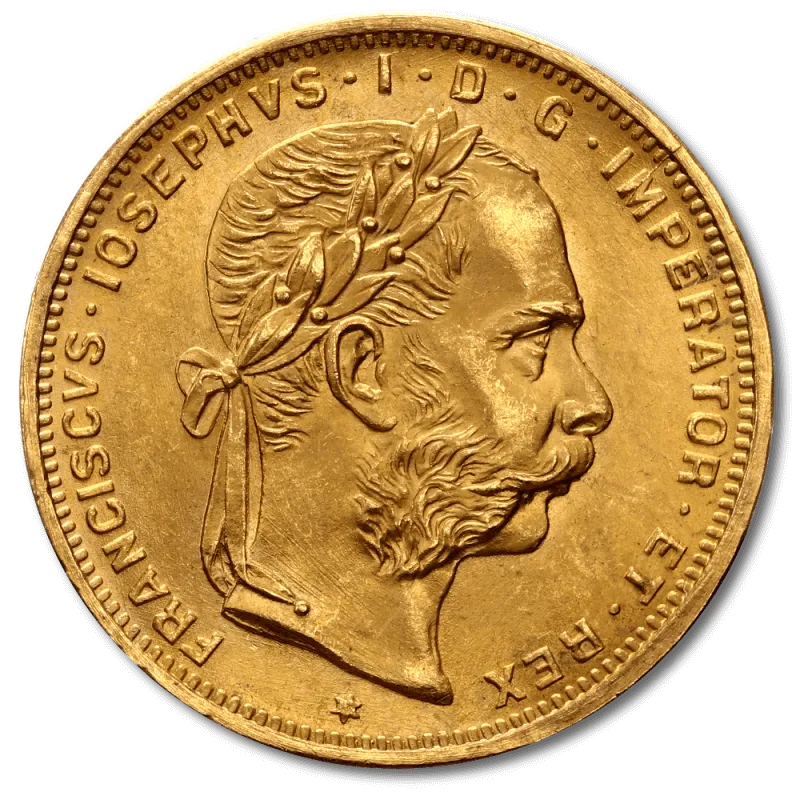 Gold coin 8 Florin 20 Francs | 1892 | Austria New Edition