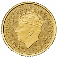 Zlatá investiční mince Korunovace krále 1/10 Oz | RC3 | Charles III | 2023