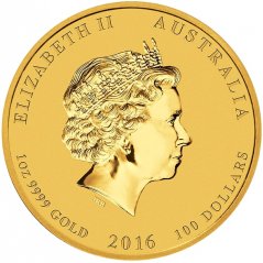 Zlatá investiční mince Rok Opice 1 Oz | Lunar II | 2016