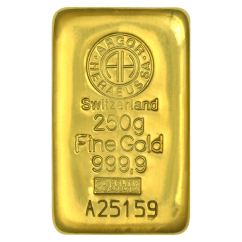 250g investičná zlatá tehlička | Argor-Heraeus