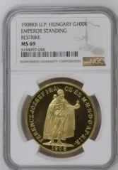 Zlatá 100 koruna 1908 KB | 2021 | Novoražba NGC MS 69