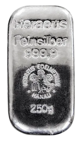 250g Heraeus | ezüstrúd | öntött tégla