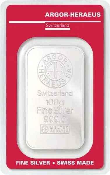 100g Srebrna Sztabka | Argor-Heraeus