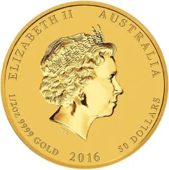Zlatá investiční mince Rok Opice 1/2 Oz | Lunar II | 2016