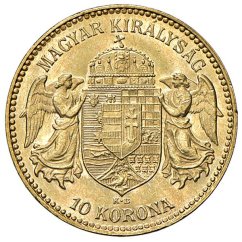 Zlatá mince 10 Korona Františka Josefa I. | Uherská ražba | 1914