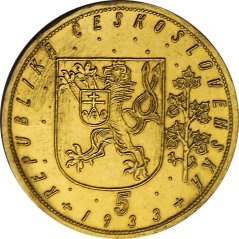 Złota Moneta 5 Dukaty Św. Wacław | 1933