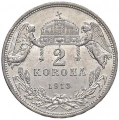 Stříbrná mince 2 korona Františka Josefa I. | Uherská ražba | 1913