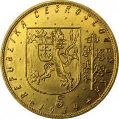 Zlatá mince Svatováclavský 5 Dukát | 1934