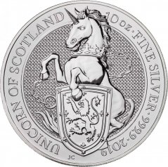 Strieborná investičná minca Unicorn 10 Oz | Queens Beasts | 2019