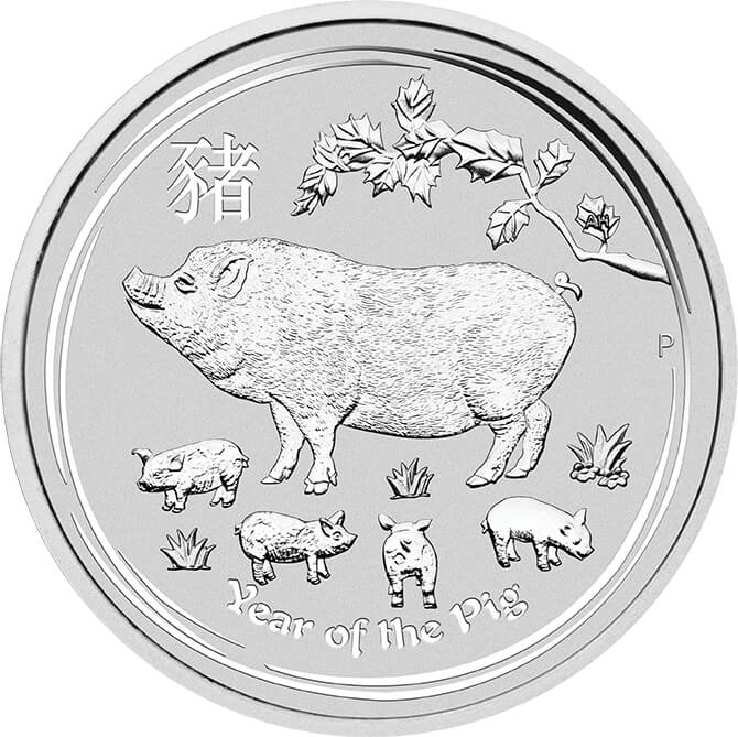 Stříbrná investiční mince Rok Vepře 1 Oz | Lunar II | 2019