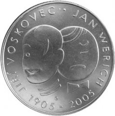Strieborná minca 200 Kč Jan Werich a Jiří Voskovec | 2005 | Standard