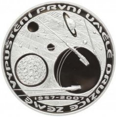 Strieborná minca 200 Kč Vypuštění první umělé družice Země | 2007 | Proof
