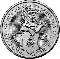 Strieborná investičná minca White Lion 2 Oz | Queens Beasts | 2020
