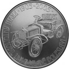 Strieborná minca 200 Kč První automobil v Mladé Boleslavi | 2005 | Proof