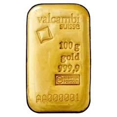100g Gold Bar | Valcambi | Casted