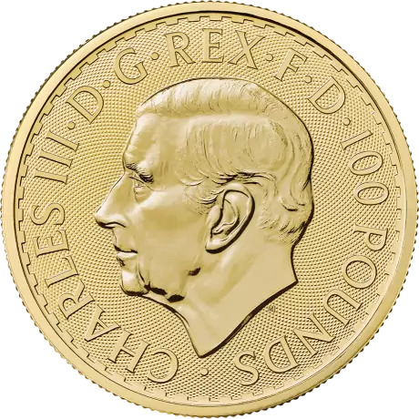 Gold coin Britannia - 31,1g - with purity 999,9/1000 was issued by Royal Mint.