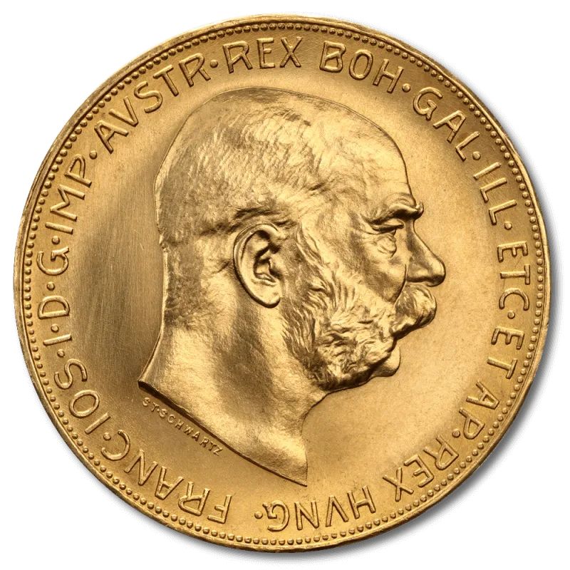 Zlatá investiční mince 100 Korona Františka Josefa I. | 1915 | Rakouská Novoražba