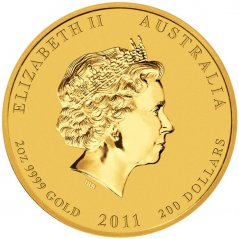 Zlatá investičná minca Rok Králika 2 Oz | Lunar II | 2011