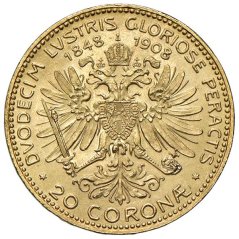 Gold coin 20 Corona Franz-Joseph I. | Austrian mintage | 1908 | 60 years of FJI reign