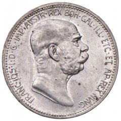 Stříbrná mince 1 korona Františka Josefa I. | Rakouská ražba | 1908