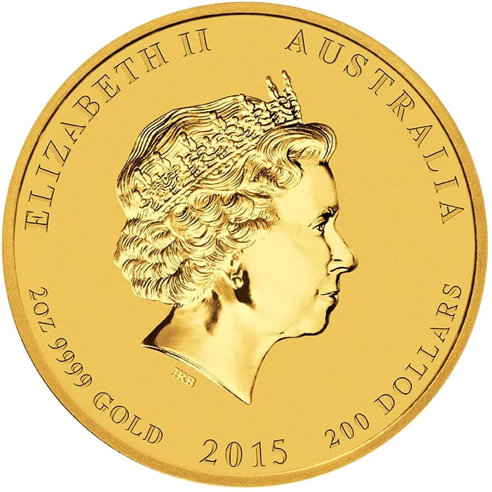 Zlatá investiční mince Rok Kozy 2 Oz | Lunar II | 2015