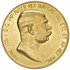 Zlatá mince 100 Korona Františka Josefa I. | Rakouská ražba | 1908 | Jubilení | Dáma v oblacích