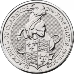 Strieborná investičná minca Black Bull 2 Oz | Queens Beasts | 2018