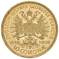 Gold coin 10 Corona Franz-Joseph I. | Austrian mintage | 1908 | Anniversary