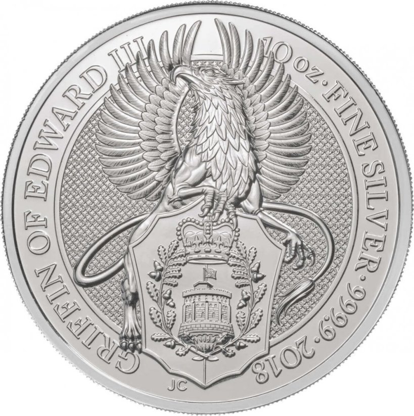 Stříbrná investiční mince Griffin 10 Oz | Queens Beasts | 2018