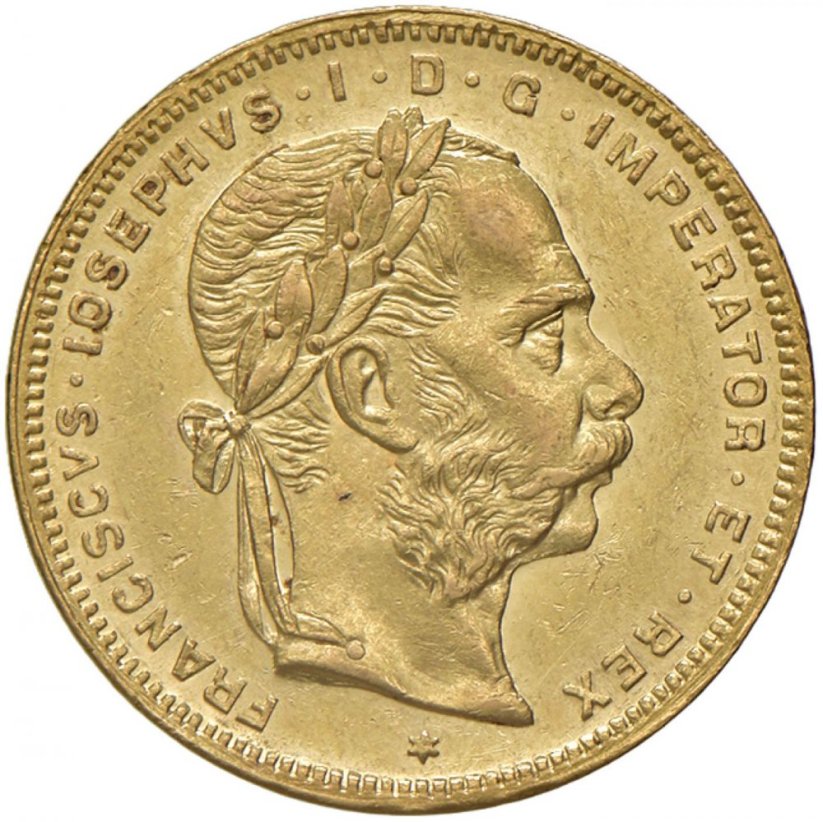 Gold coin 8 Florin 20 Francs Franz-Joseph I. | Hungarian mintage | 1880