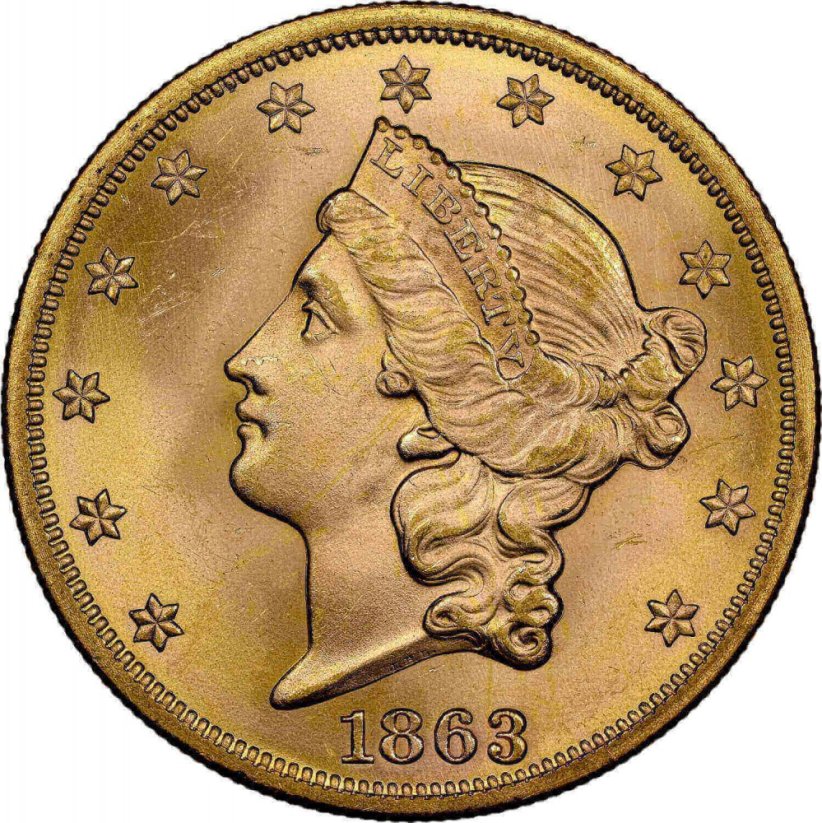 Gold coin 20 Dollar American Double Eagle | Liberty Head | 1863