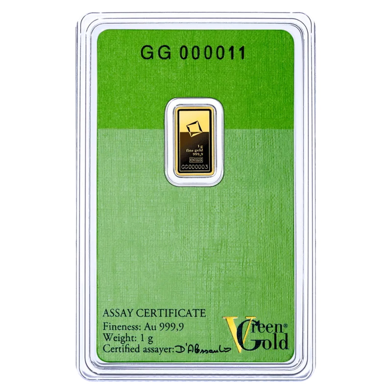 1g investiční zlatý slitek | Valcambi | Green Gold