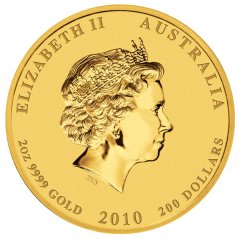 Zlatá investiční mince Rok Tygra 2 Oz | Lunar II | 2010