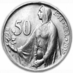 Silver coin 50 CZK | 1947 | 3rd anniversary of SNP