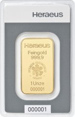 31,1g investičná zlatá tehlička | Heraeus | Kinebar