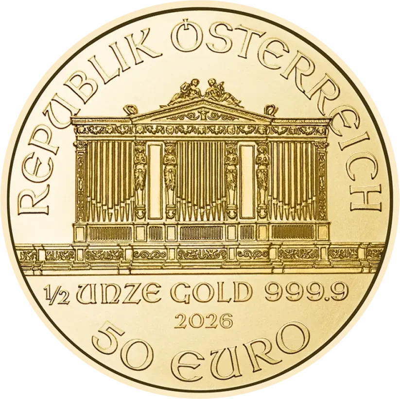 Zlatá investiční mince Wiener Philharmoniker 1/2 Oz | 2026