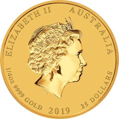 Zlatá investičná minca Rok Prasaťa 1/4 Oz | Lunar II | 2019