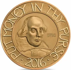 Złota moneta 5 Oz William Shakespeare | 2016 | Proof