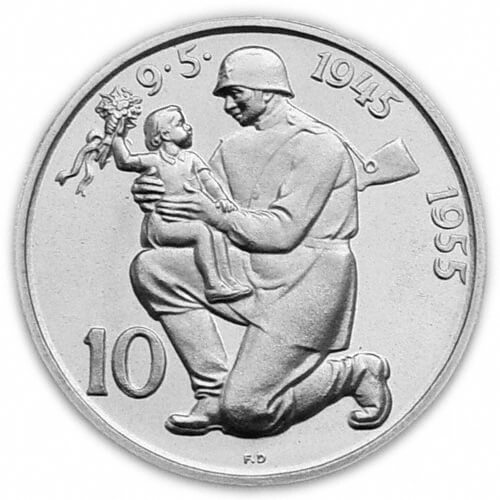 Silver coin 10 CSK 10 let osvobození ČSR | 1955 | Standard