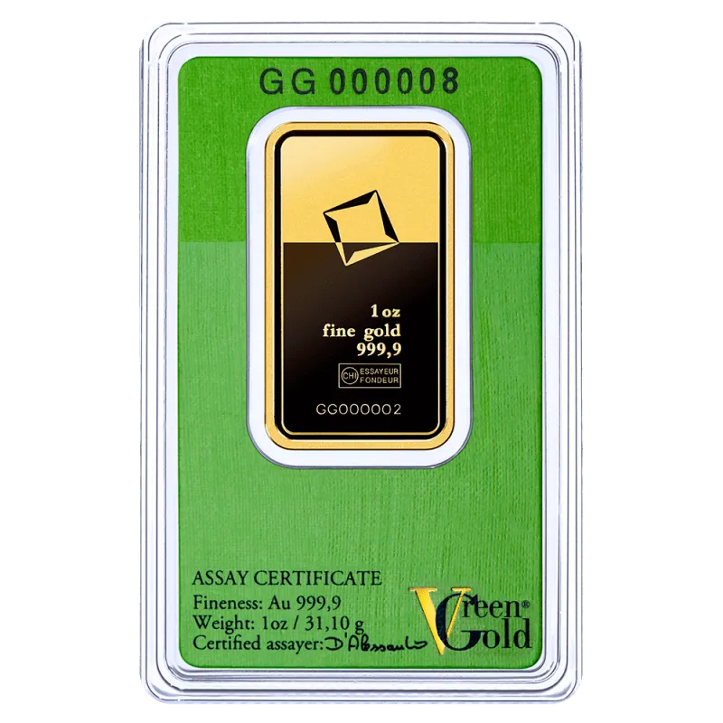 31,1g investiční zlatý slitek | Valcambi | Green Gold