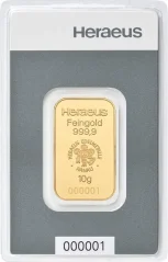 10g investičná zlatá tehlička | Heraeus | Kinebar