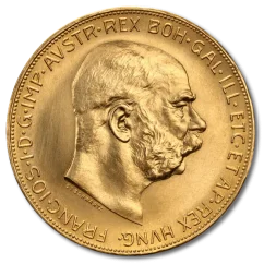 Zlatá investiční mince 100 Korona Františka Josefa I. | 1915 | Rakouská Novoražba