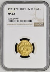 Złota Moneta 1 Dukat Św. Wacław | 1933 | NGC | MS 64