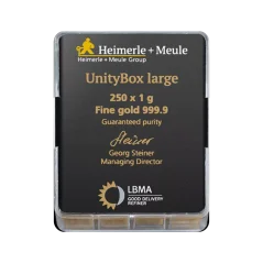 250 x 1g Gold Bar | Heimerle + Meule | Unity Box