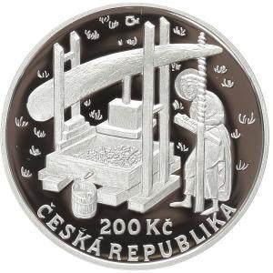 Strieborná minca 200 Kč Vydání nařízení Karla IV. o zakládání vinic | 2008 | Proof