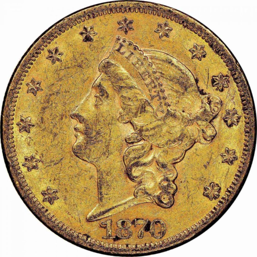 Złota Moneta 20 Dolarów Podwójny Orzeł | Liberty Head | 1870