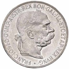 Stříbrná mince 5 korona Františka Josefa I. | Rakouská ražba | 1909 | Schwartz