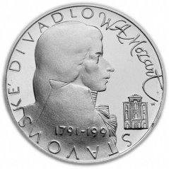 Strieborná minca 100 Kčs W.A.Mozart | 1991 | Proof